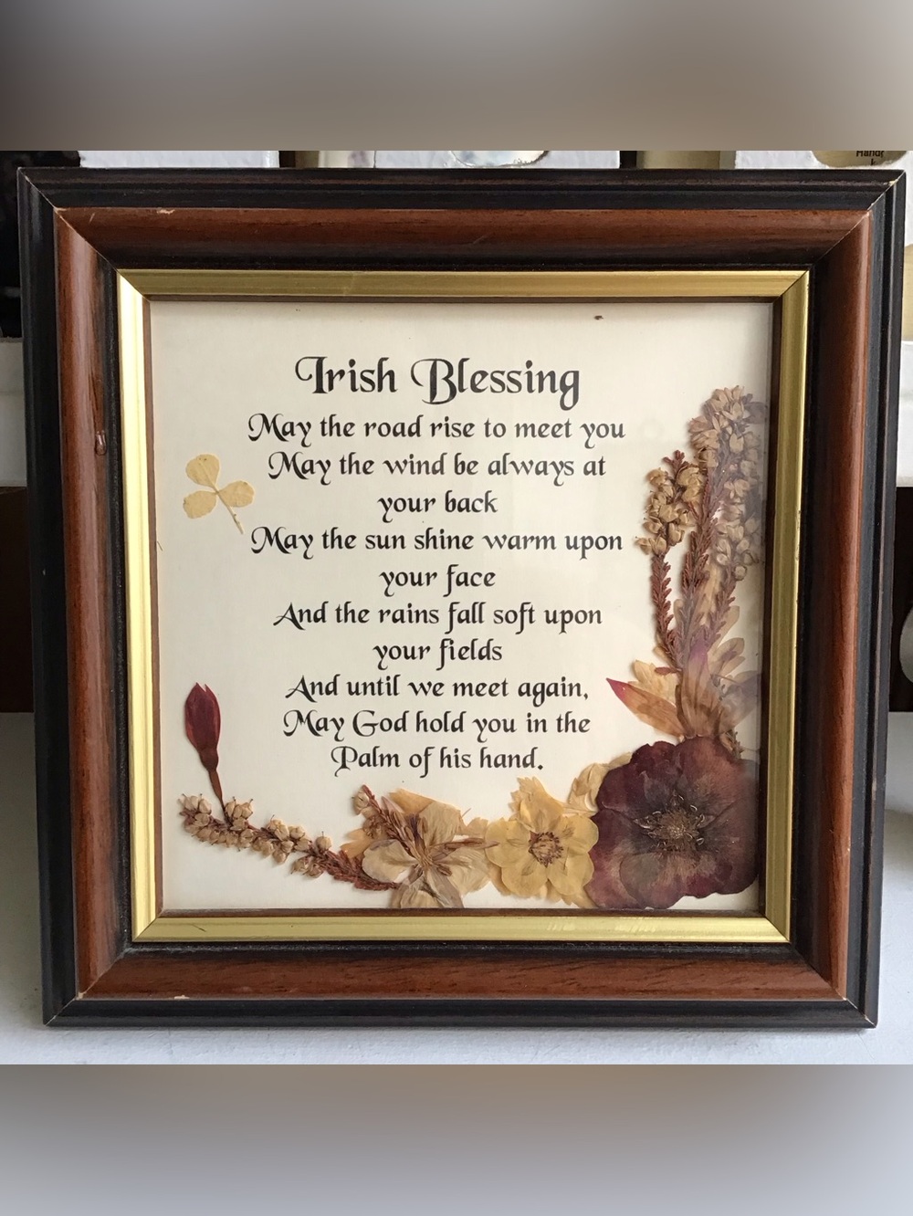 Vintage Framed Irish Blessing Pressed Wildflowers from Ireland